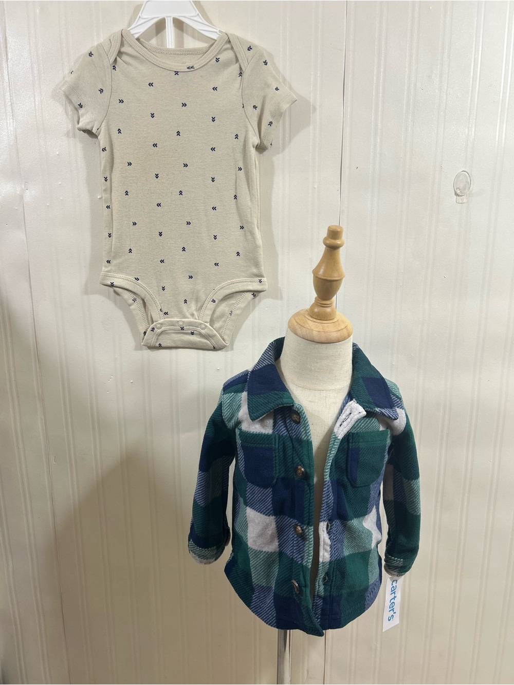 Carter's Green & White Plaid Baby Shirt Jacket